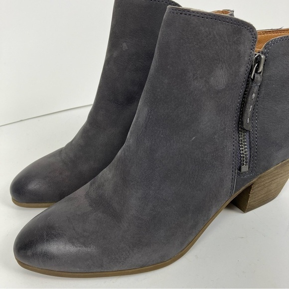 FRYE Judith Double Zip Stacked Heel Almond Toe Ankle Boots Grey Blue Sz 8.5 - Picture 2 of 16